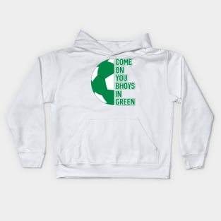 COME ON YOU BHOYS IN GREEN, Glasgow Celtic Football Club Green and White Ball and Text Design Kids Hoodie